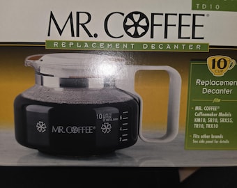Jarra de vidro de reposição Mr Coffee para 10 xícaras - Branca, com 2 tampas (caixa aberta)