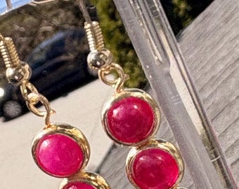 Pink Tourmaline  Earrings . Gold filled .  October Birthstone . Pink gemstone  jewelry. Gift for her