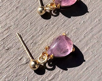 Dainty  Amethyst Gold  Earring Studs. Purple teardrop gemstone jewelry. Tiny drops. summer jewelry. Graduation gift