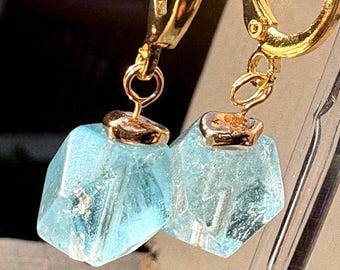 Genuine Blue Topaz earrings.Blue gemstone dangle.  Summer jewelry gift for her. Handmade earrings