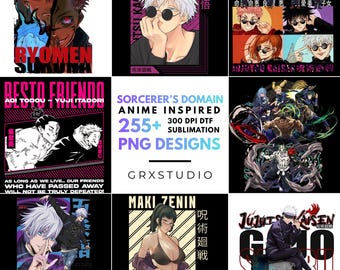 Más de 255 diseños de camisetas de Anime Sorcerer's Domain / Inspirados en Anime / PNG de 300 DPI / Diseños de camisetas DTF y sublimación / Diseños de sudaderas / Descarga digital