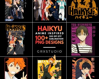 Más de 100 diseños de voleibol de anime, inspirados en el anime, PNG de 300 DPI, DTF y sublimación, para camisetas, sudaderas y descargas digitales.