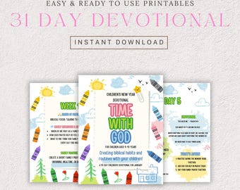 January Kids Devotional | 31 Day Children’s Christian Devotional | Daily Bible Devotions for Kids | Faith Habit Builder | Printable PDF