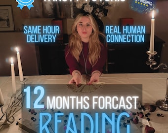 12 Month Psychic Predictions, Detailed Tarot & Telepathic Reading, Energy Forecast, Same-Hour Reading, Same-Day Delivery, Future Insight