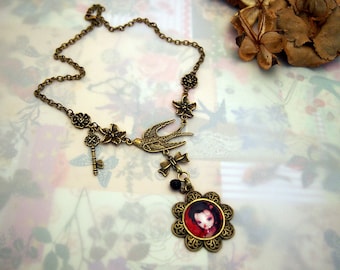Rosalie Vintage style Sweet Gothic Lolita Mori Girl Dolly Kei Necklace, steampunk, fairytale