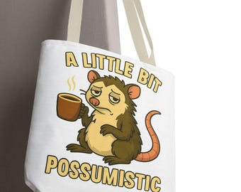 Ein kleines bisschen possumistische Einkaufstasche, lustige Opossum Canvas-Tasche, niedliche Opossum-Kaffeetasche, wiederverwendbares Tierwortspiel, sarkastisches Geschenk