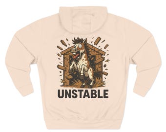 UNSTABLE Horse Hoodie, Equestrian Sweatshirt, Barn Girl Gift, Western Hoodie, Appaloosa Horse Lover Outfit, Chaotic Horse Back