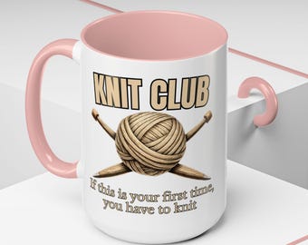 Knit Club Coffee Mug | Funny Knitting Mug, Yarn Lover Gift, Knitter Humor Cup, Craft Lover Mug