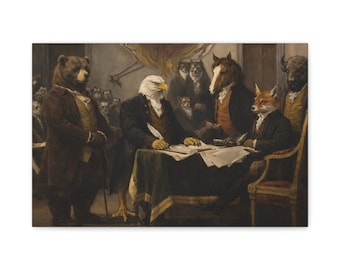 Arte mural patriótico de los Critters Fundadores, pintura de animales del 250.º aniversario de Estados Unidos, 1776-2026, decoración histórica americana