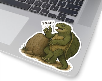 Snapping Turtle Sticker, Funny Turtle Snap Gesture Vinyl Decal, Cute Animal Pun Sticker