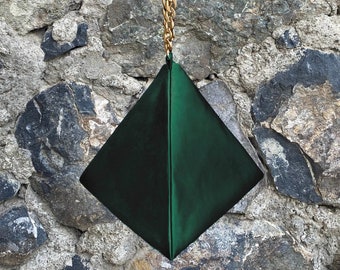 Pochette Triangle 3D en taffetas avec poignée, sac à main d'embrayage à fermeture éclair Triangle, Occasion spéciale, sac élégant Simple, robe de soirée, vert émeraude