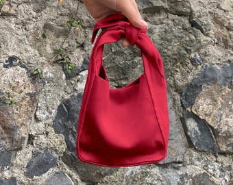 Red Color Wedding Purse Bag, Wedding Bag, Evening Bag, Japanese Knot Bag, Furoshiki Bag