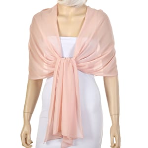 Peach Color Chiffon Shawl Wrap Bolero, Apricot, Wedding Shrug, Extra Long Option Available
