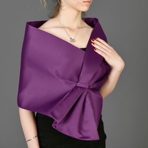 Wedding Evening Shawl Wrap,Wrap Stole, Formal Pull Through, Dress Cover Up, Hands Free Shoulder Wrap,Plum Color,Deep Purple, Eggplant