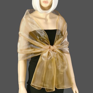Gold Color, Organza Stole Wrap Shawl Bolero Shrug For Evening Wedding Prom Winter Summer