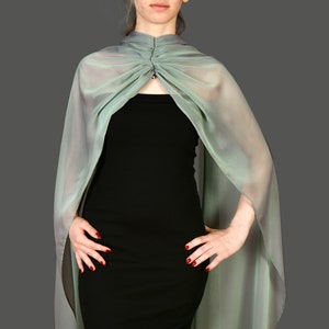 Wedding Evening Shawl Wrap Bolero Chiffon, Wedding Shrug, Extra Long Option Available, Asparagus Green, Sage Green Color