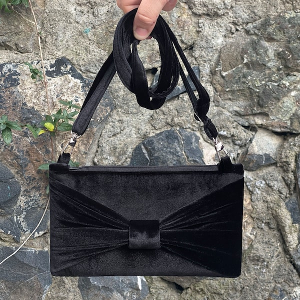 Bolso de hombro de bolso de embrague de noche pequeño negro con cremallera, bolso de hombro de boda, bolso de hombro de noche