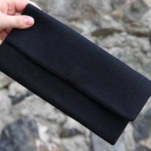 Black Evening Envelop Clutch Bag With Wristlet, Evening Bag, Occasion Clutch Bag, With Removable Handle- Color Option Available