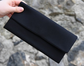 Schwarze Abendumschlag-Handtasche mit Handgelenktasche, Abendtasche, Anlass-Clutch-Tasche, mit abnehmbarer Griff-Farboption verfügbar