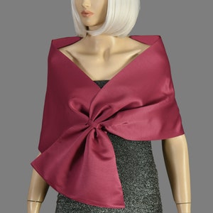 Evening Taffeta Shawl Wrap, Wrap Stole, Wedding Shawl, Stole Shawl Wrap Shrug, Pale Dusty Bordeaux, Dusty Burgundy