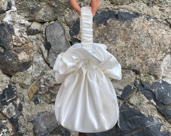 Borsa portasoldi in raso da sposa, occasione speciale, borsa semplice ed elegante, borsa da sera, colore avorio