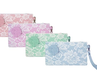 Big Sale -CHOOSE YOUR COLOR ,Lace clutch ,wedding gift ,make up bag ,blush,mint,pink,light blue