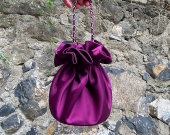 Bolso de fiesta de noche, bolso de nudo, boda de satén, bolso elegante simple, vestido de noche, púrpura violeta -Opción de color