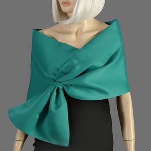 Evening Taffeta Shawl Wrap, Wrap Stole, Wedding Shawl, Stole Shawl Wrap Shrug, Light Teal Green,  Cyan Green, Sea Green