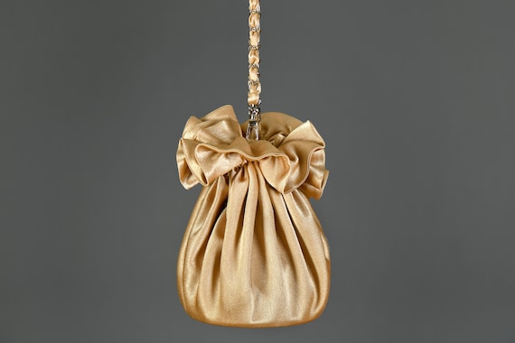 Gold Knot Bag Purse Satin Wedding, Special Occasion, Simple Elegant Bag, Evening Dress, Gold-color Option
