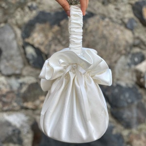 Hochzeit Satin Geldbörse Geldtasche, besondere Anlässe, einfache elegante Tasche, Abendtasche, Elfenbeinfarbe Bild 2