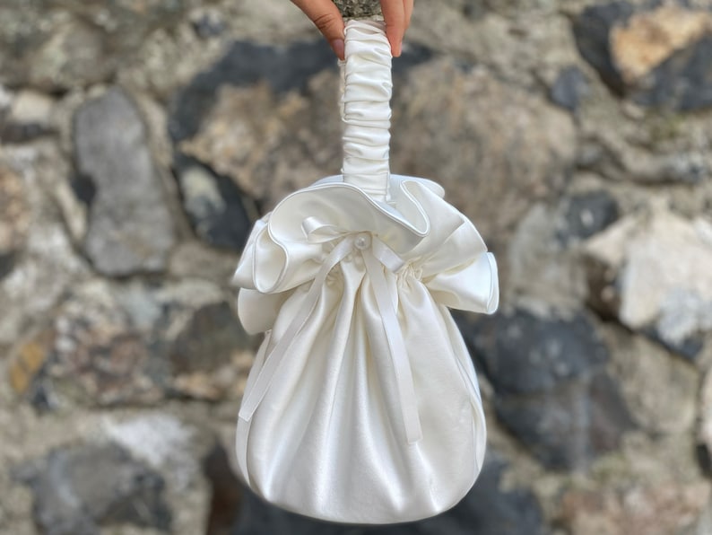 Hochzeit Satin Geldbörse Geldtasche, besondere Anlässe, einfache elegante Tasche, Abendtasche, Elfenbeinfarbe Bild 2