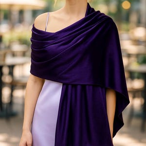 Purple Double Sided Velvet Purple Shawl Wrap Bolero Winter Wedding Shrug, Warm Winter Evening Shawl Shawl Wrap, Plum Color