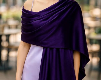 Purple Double Sided Velvet Purple Shawl Wrap Bolero Winter Wedding Shrug, Warm Winter Evening Shawl Shawl Wrap, Plum Color