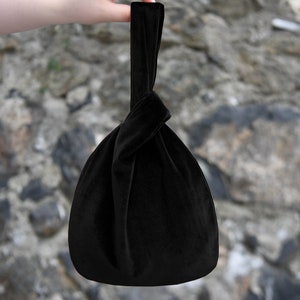 Japanese Knot Bag Purse Black Velvet Wedding, Special Occasion, Simple  Elegant Bag, Evening bag, Black - Color option