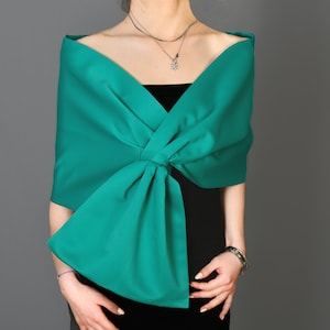 Evening Shawl Wrap, Stole Shawl Wrap Shrug, Formal pull through dress cover up, Hands free shoulder wrap, Dark Turquoise, Dark Cyan