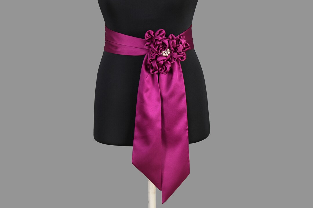 Flowred Ribbon Flowered Ribbon Sash Belt - Wedding Dress Sashes Belts - Flower Rustic ...