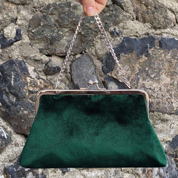 Velvet Pearl Chain Evening Clutch