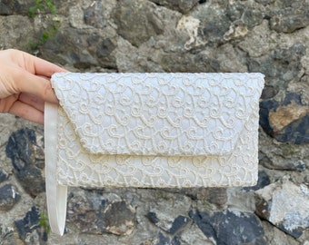 Braut Clutch Tasche, Abend Umschlag Clutch, Elfenbein Spitze Clutch, Hochzeit Clutch, Abendtasche, Anlass Clutch Tasche, mit verstecken in der Lage Handgelenk