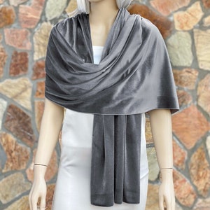 Gray Velvet Occassion Shawl, Velvet Evening  Wrap, Wedding Shawl, Warm Winter Shawl Wrap, Gray