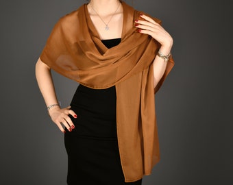 Lichtgewicht bruiloft avond sjaal wrap bolero chiffon, bruiloft schouderophalen, extra lange optie beschikbaar, koperkleur