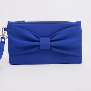 Bridesmaid Clutches, Bow Wristelt Clutch In Custom Colors, Bridesmaid Gift, Wedding Gift, Zipper Pouch, Evening Clutch, Occasion Clutch Bag