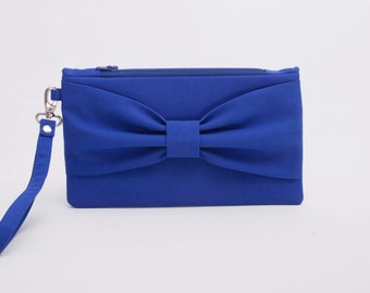 Bridesmaid Clutches, Bow Wristelt Clutch In Custom Colors, Cadeau de demoiselle d’honneur, Cadeau de mariage, Pochette à fermeture éclair, Embrayage du soir, Sac d’embrayage Occasion