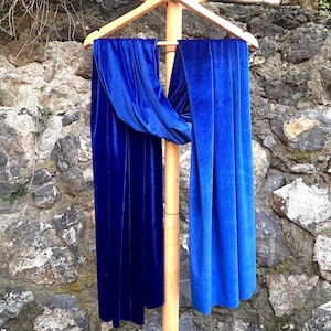 Double Sided Black Velvet Shawl Wrap, Velvet Evening Wrap, Wedding Shawl, Warm Winter Shawl Wrap, Klein Blue, Royal Blue