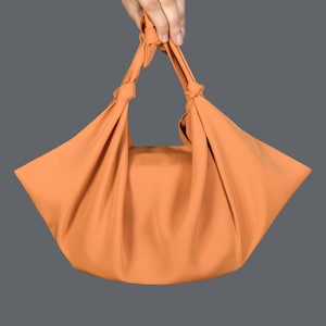 Pale OrangeWedding Furoshiki Satin Clutch Bag, Small Satin Evening Bag, Satin Japanese Knot Bag, Color Option