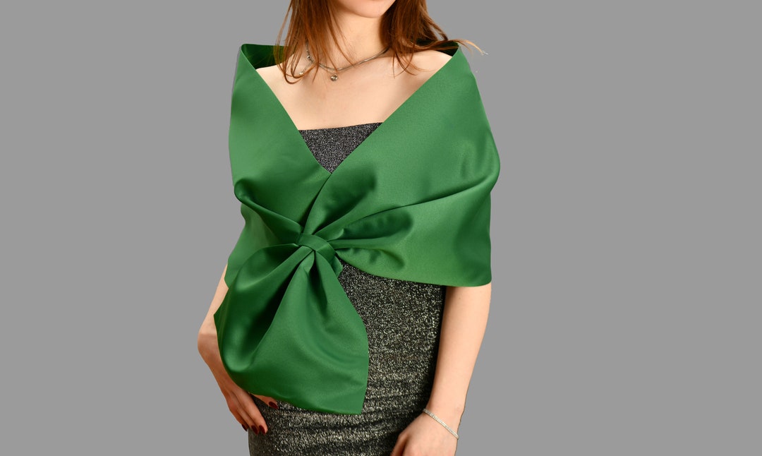 green emerald velvet dress Chiffon Shawl Forest Green