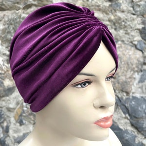 Woman Turban Hat, Woman Hat, Unique Velvet, Bad Days, Emblished, Flowered, Beaded, Epplant Color