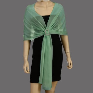 Mint Color Summer Shawl Wrap Bolero Shimmering Chiffon, Wedding Shrug, Extra Long Option Available
