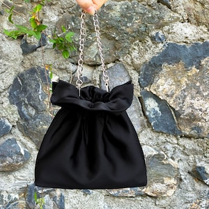 Black Evening Purse Bag Satin Wedding, Special Occasion, Simple Elegant Bag, Evening Dress, Color option
