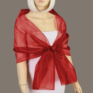 Red, Organza Shawl Wrap Stole Bolero Summer Spring Evening Wedding, Color Option Available