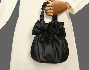 Satin Purse Bag, Cocktail Party Bag, Simple Elegant Bag, Evening Bag, Light Blue, Sky Blue